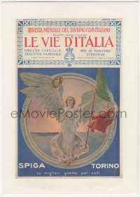 9g0523 LE VIE D'ITALIA linen Italian magazine cover April 1922 great art of winged angel w/wreath!