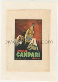 9g0501 CAMPARI linen Italian magazine ad 1930s great Nizzoli art of liquor bottle by snack tray!
