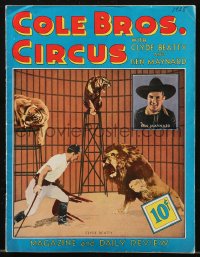 9g0739 COLE BROS. CIRCUS magazine 1938 Clyde Beatty taming lion & tigers, Ken Maynard, cool!