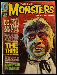 9g0719 FAMOUS MONSTERS OF FILMLAND #62 magazine February 1970 Gogos art of Dr. Jekyll & Mr. Hyde!
