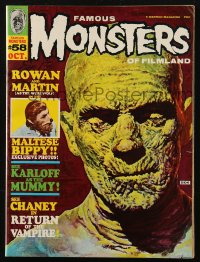 9g0717 FAMOUS MONSTERS OF FILMLAND #58 magazine October 1969 Gogos art of Boris Karloff as The Mummy!