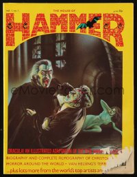 9g0723 HOUSE OF HAMMER vol 1 no 1 English magazine Oct 1976 Petagno art of Lee as Dracula, 1st issue!