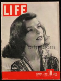 9g0685 LIFE magazine January 6, 1941 great cover portrait of pretty Katharine Hepburn!
