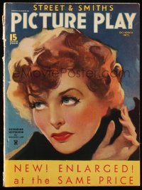 9g0678 PICTURE PLAY magazine October 1935 great cover art of Katharine Hepburn by Meredith Law!