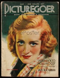 9g0673 PICTUREGOER English magazine May 1931 great cover art of pretty Joan Crawford by A. Grace!
