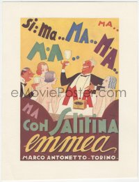 9g0513 SALITINA EMMEA linen Italian magazine ad 1930s Baldo art of people enjoying fancy party!