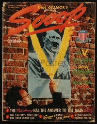 9g0687 SCOOP magazine October 1941 man painting victory V over a Hitler poster, Jane Russell, rare!