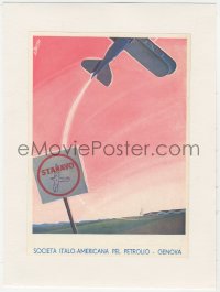 9g0515 SOCIETA ITALO-AMERICANA PEL PETROLIO linen Italian magazine ad 1930s Bassi art of air plane!