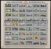 9g0373 1939 NEW YORK WORLD'S FAIR stamp sheet 1939 great artwork of the buildings & attractions!