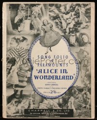 9g0211 ALICE IN WONDERLAND English song folio 1933 music from the Lewis Carroll fantasy movie!