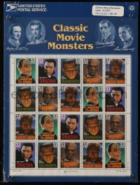 9g0378 CLASSIC MOVIE MONSTERS uncut postage stamp sheet 1996 Frankenstein, Dracula, Mummy, Wolf Man