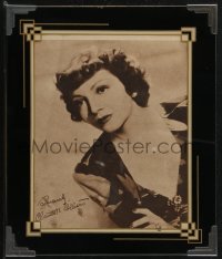 9g0196 CLAUDETTE COLBERT photo in 10x12 reverse painted glass frame 1940s great close portrait!