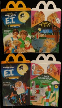 9g0111 E.T. THE EXTRA TERRESTRIAL group of 5 McDonald's Happy Meal boxes 1983 cool games & puzzles!