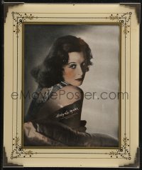 9g0198 HEDY LAMARR photo in 10x12 reverse painted glass frame 1940s great close portrait!