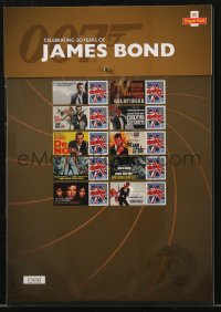 9g0380 JAMES BOND stamp sheet 2012 British quad images from the last 50 years of 007 movies!