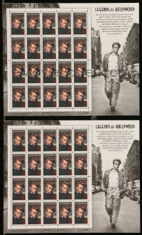 9g0382 JAMES DEAN group of 2 Legends of Hollywood stamp sheets 1996 each has 20 unused postage stamps!