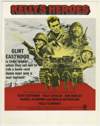 9g0418 KELLY'S HEROES 11x14 English promo card 1970 Clint Eastwood, Savalas, Rickles, Sutherland