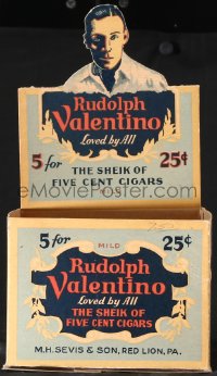 9g0088 RUDOLPH VALENTINO cigar box 1920s The Sheik of Five Cent Cigars, loved by all!