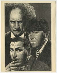 9g0075 THREE STOOGES 9x11 print 1980s Drew Friedman art of Moe Howard, Larry Fine & Curly Howard!