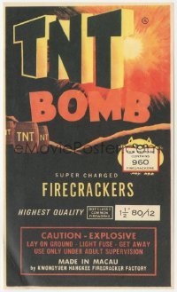 9g0946 TNT BOMB 6x10 firecracker label 1970s cool art of high quality super charged explosives!