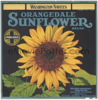 9g1020 ORANGEDALE SUNFLOWER 11x11 crate label 1930s California oranges, great sunflower art!
