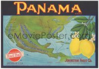 9g1023 PANAMA 9x13 crate label 1912 great art of California lemons over North America!