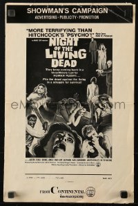 9g0894 NIGHT OF THE LIVING DEAD 4pg pressbook 1968 George Romero classic, they lust for human flesh!