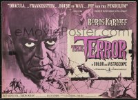 9g0909 TERROR pressbook 1963 art of Boris Karloff & girls in web by Reynold Brown, Roger Corman