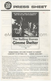 9g0927 GIMME SHELTER Australian press sheet 1971 Rolling Stones out of control rock & roll concert!