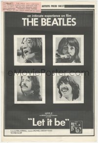 9g0928 LET IT BE Australian press sheet 1970 The Beatles, John, Paul, Ringo & George!