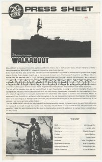 9g0934 WALKABOUT Australian press sheet 1971 Nicholas Roeg, cast & credits + great images!