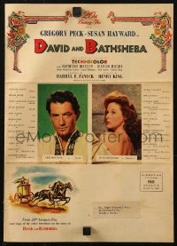 9g0463 DAVID & BATHSHEBA promo brochure 1951 Gregory Peck, Susan Hayward, unfolds to 11x15 poster!