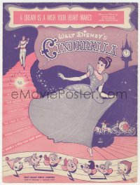 9g0340 CINDERELLA sheet music 1950 Walt Disney cartoon classic, A Dream is a Wish Your Heart Makes!