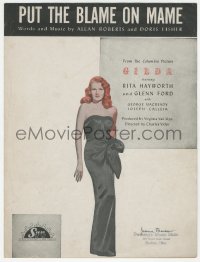 9g0343 GILDA sheet music 1946 sexy Rita Hayworth full-length in sheath dress, Put the Blame on Mame!