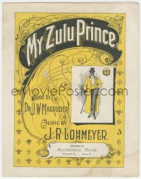 9g0345 MY ZULU PRINCE sheet music 1899 racist & vile song about African Americans, rare!
