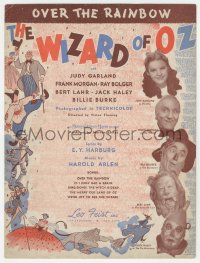 9g0352 WIZARD OF OZ sheet music 1939 Over the Rainbow, most classic song from the movie!