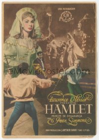 9g1350 HAMLET Spanish herald 1949 Laurence Olivier in William Shakespeare classic, different!