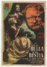 9g1356 LA BELLE ET LA BETE Spanish herald 1950 Joseette Day, Jean Marais, Jean Cocteau, different!