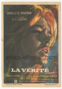 9g1357 LA VERITE Spanish herald 1970 Mac Gomez art of Brigitte Bardot, Henri-Georges Clouzot!