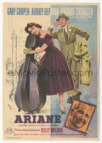 9g1360 LOVE IN THE AFTERNOON Spanish herald 1957 different MCP art of Gary Cooper & Audrey Hepburn!