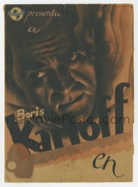 9g1371 NIGHT KEY 4pg Spanish herald 1939 different artwork of spooky Boris Karloff + photo montage!