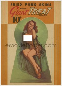 9g0262 FRIED PORK SKINS 10x14 advertising poster 1950s Paul Cernia art of sexy nude woman!