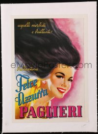 9g0496 PAGLIERI linen 9x12 Italian advertising poster 1950s brilliantina art by Moltrasio!