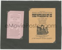9g0082 WIZARD OF OZ matted ad mat & ad R1970 Judy Garland, Ray Bolger, Bert Lahr, Jack Haley