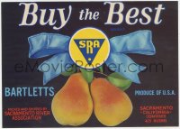 9g1042 SRA 8x10 produce crate label 1940s Buy the Best Bartlett pears in California!