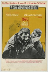 9g0145 LION IN WINTER 9x13 standee 1968 Katharine Hepburn as Eleanor, Peter O'Toole as Henry II!