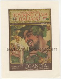9g0519 TOURING CLUB ITALIANO linen Italian magazine cover June 1917 art of man with wine & grapes!