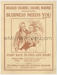 9g0127 BUSINESS NEEDS YOU 8x11 WWI war poster 1910s Uncle Sam with soldier by Gordon Grant!