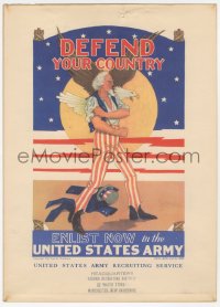 9g0128 DEFEND YOUR COUNTRY 9x13 WWII war poster 1940 Tom B. Woodburn art of Uncle Sam & bald eagle!