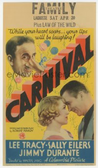 9g0010 CARNIVAL mini WC 1935 Jimmy Durante with huge nose, Lee Tracy & Sally Eilers, ultra rare!